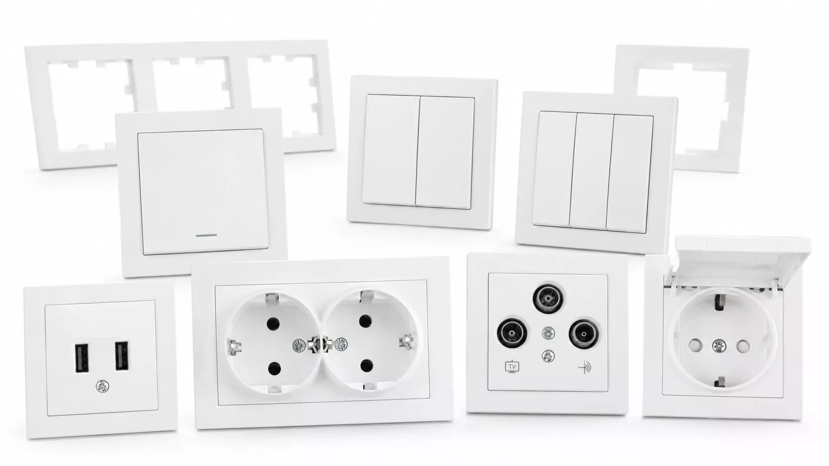 Розетки Panasonic Karre Plus 55 білий та Вимикачі Panasonic Karre Plus 55 білий